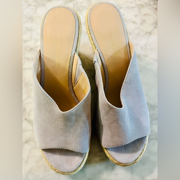 Stuart Weitzman Suede Wonda Espadrille Wedges - Picture 3 of 7